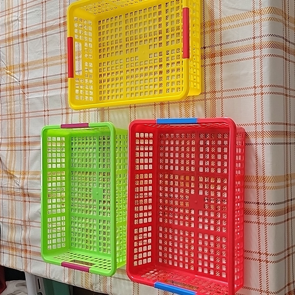 3 Plastic Trays Multicolored Classroom School Office Home Homeschool Yellow Red